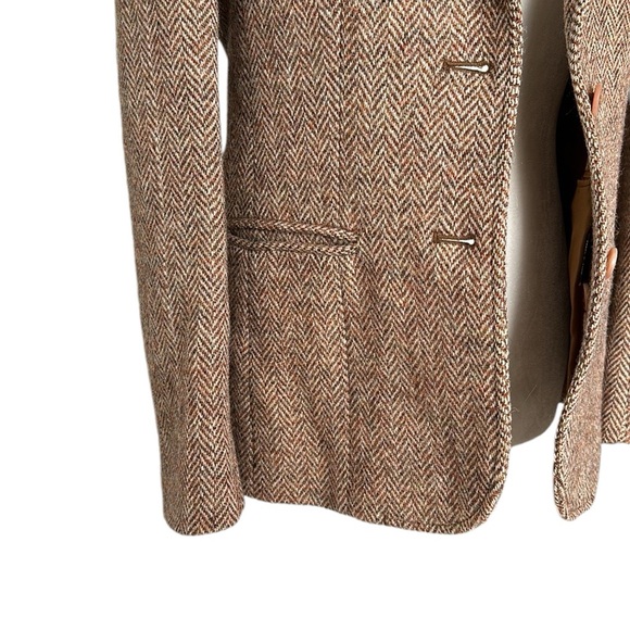 VTG Elegance English Harris tweed tan cream herringbone blazer size 11 W size 6 - Picture 2 of 12